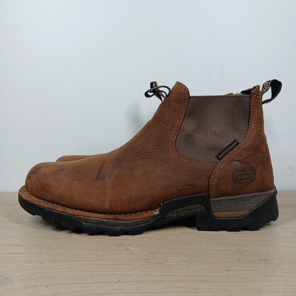 Georgia Boot Eagle One Waterproof Chelsea Work Boots Mens 13 Brown Leather